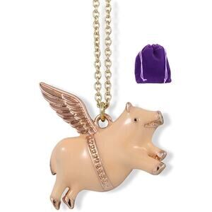 Pig Wings Flying Pig Pigs can Fly Charm Snake Chain Necklace